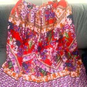 Multicolored Floral Printed, Maxi length Skirt